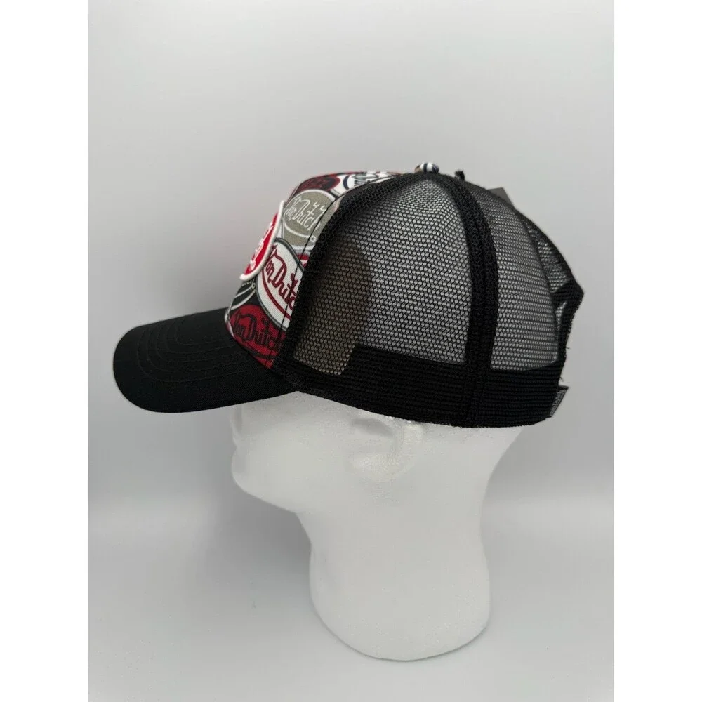 Von Dutch Black Trucker Hat With Multi Patch Print - New With Tags